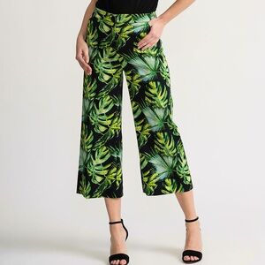 Joseph Ribkoff Green Leaf Wide Leg Pants Size 8 Resort Work Business‎ Casual